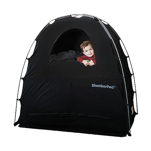 SlumberPod The Original Blackout Sleep Tent Travel Essential for Babies and Toddlers, Mini Crib and Pack N Play Cover, Sleep Pod for Kids with Monitor Pouch and Fan Pouch, Blocks 95%+ Light, Black