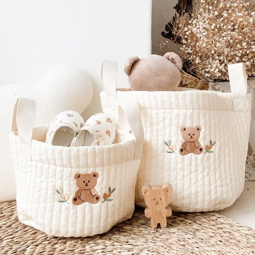 Yesbay Storage Basket Soft Texture Cotton Assorted Cartoon Organizer Box Household Supplies