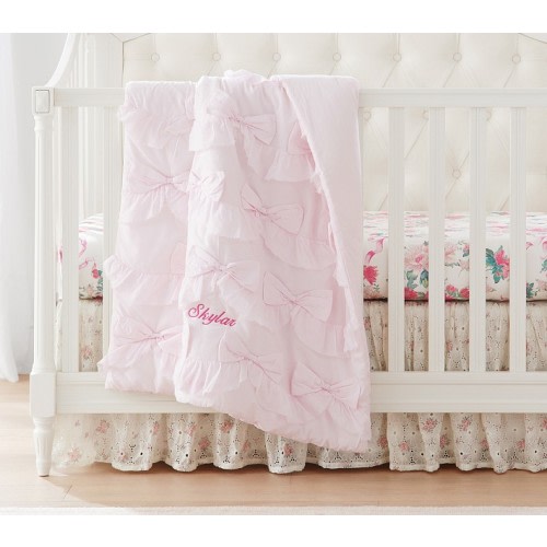 LoveShackFancy Sweet Dreams Ruffled Bow Baby Quilt | Pottery Barn Kids