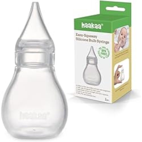 Haakaa Silicone Baby Nasal Aspirator | Nose Bulb Syringe | Easy-Squeezy Baby Nose Cleaner, Newborn Infant &Toddler - BPA Free Silicone
