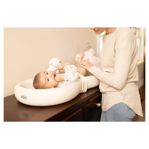 Keekaroo Peanut Changer Baby Vanilla – The Original Made in USA Easy-to-Clean Changing pad and The only Shell Over Foam, Fully Water Repellant, Wipeable Diaper pad, Wipe-Clean Changing pad