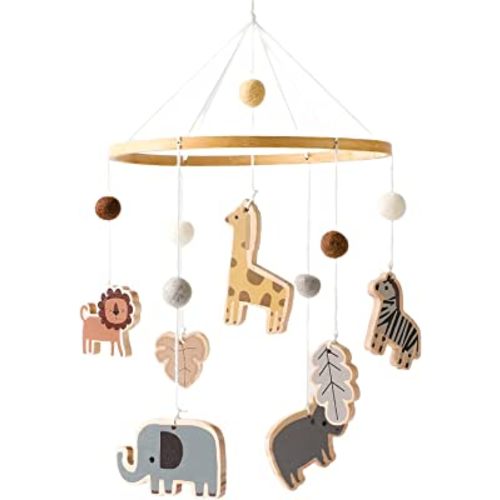 Jungle Animals Crib Mobile - Baby Mobile for Crib - Woodland Nursery Room Decor - Handmade Baby Gifts Nursery Mobiles for Baby Boys & Girls (Zoo Mobile)