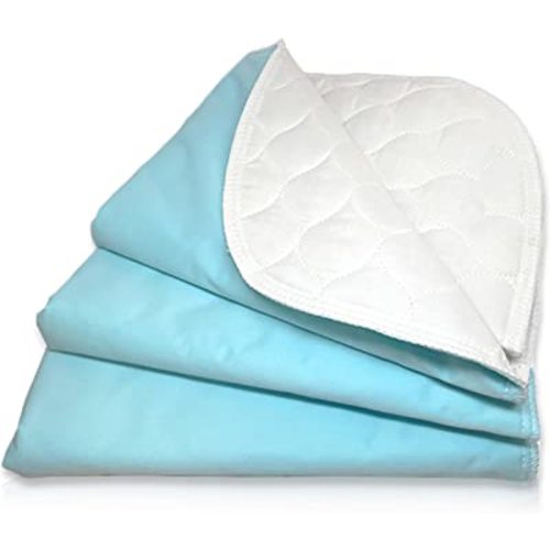 RMS Ultra Soft 4-Layer Washable and Reusable Incontinence Bed Pad - Waterproof Bed Pads, 18"X24" (3 Pack)