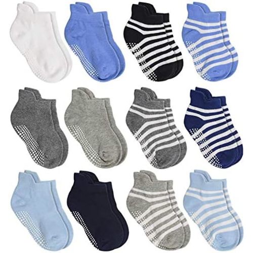 Anti Slip Non Skid Ankle Socks With Grips for Baby Toddler Kids Boys Girls