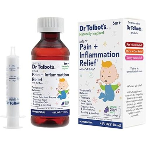 Dr. Talbot's Baby Pain and Inflammation Relief Liquid Medicine - 4 fl oz - 6+ Months - Grape Juice Flavor - No Alcohol, Dyes, or Parabens - Baby Essentials