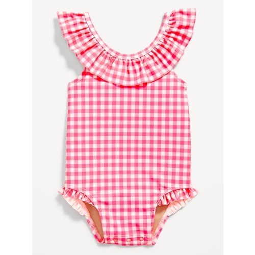 Printed Ruffle-Trim One-Piece Swimsuit for Baby