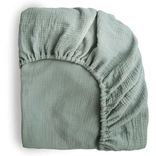 mushie Extra Soft Muslin Fitted Crib Sheet | 192 Thread Count | 28"x 52" (Roman Green)
