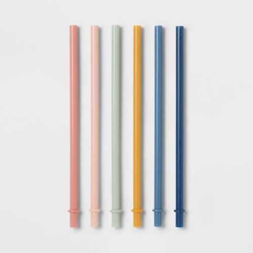 Kids' 6pc Plastic Rainbow Tumbler Straws - Pillowfort™: Dishwasher-Safe, Reusable for Cold Beverages