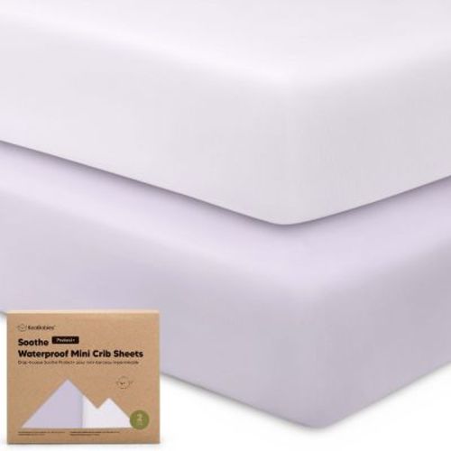 Keababies 2pk Soothe Waterproof Fitted Mini Crib Sheets For Girl, Boy, 100% Organic Soft Cotton Pack And Play Sheets (lilac)