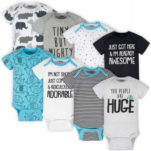 Onesies Brand Gender Neutral Short Sleeve Bodysuits, 8-Pack, Sizes Newborn - 12 Months