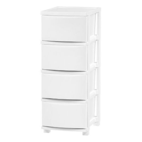 IRIS USA 4 Slim Drawer Storage, Organizer Unit, White Frame with Matte White Front Panels, Set of 1