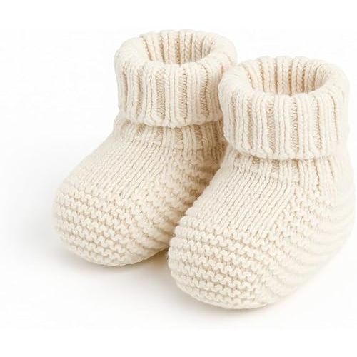 Organic Knit Baby Booties – 100% Cotton Yarn, Soft & Comfortable Unisex Baby Socks