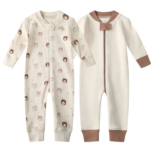 Owlivia Organic Cotton Baby Boy Girl Zip up Sleep 'N Play Pjs, Footless, Long Sleeve