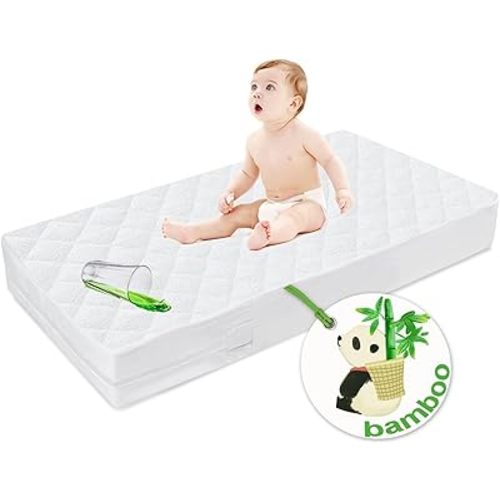 Biloban Waterproof Quilted Crib Mattress Pad Cover (52 x 28), Smooth & Soft Crib Mattress Encasement Compatible with Grib, White