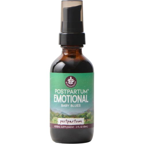 WishGarden Herbs Postpartum Emotional Baby Blues, Herbal Mood Support Tincture, St. John's Wort, Passionflower, Motherwort, Black Cohosh, Breastfeeding Safe, 2oz
