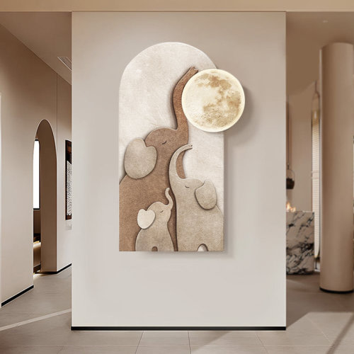 Homary 31.5" Arched LED 3D Acrylic Elephant Moon Wall Sculpture Art Decor Living Room Bedroom & Reviews | Wayfair