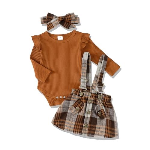 Newborn Infant Baby Girl Dress Clothes Winter Outfits Top Romper Overalls Dresses Suspender Skirt Set for Girls