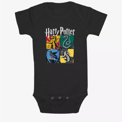 Harry Potter All Hogwarts Houses Infant Bodysuit - BLACK | BoxLunch