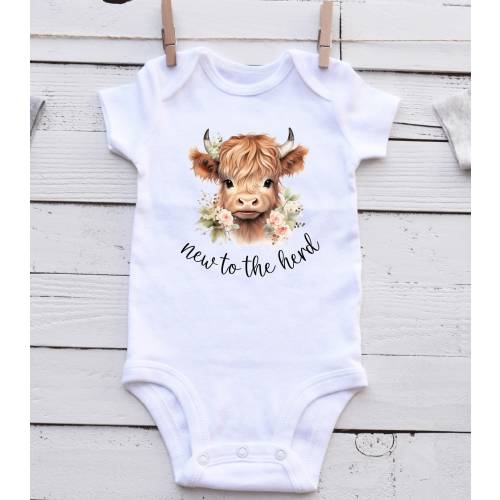 Highland Cow Baby Bodysuit: New To The Herd