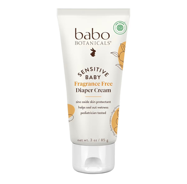 Babo Botanicals Sensitive Baby Fragrance-Free Diaper Cream - 25% Natural Zinc Oxide - Calendula, Shea & Cocoa Butter - EWG Verified - Vegan- From birth on
