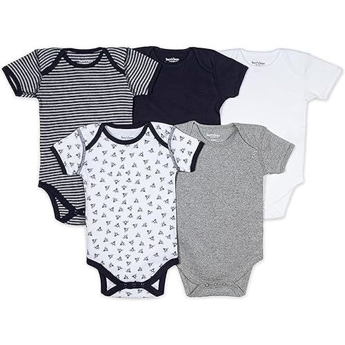 Burt's Bees Baby Unisex Baby Bodysuits, 5-pack Short & Long Sleeve One-pieces, 100% Organic Cotton Bodysuit