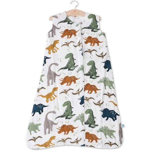 Little Unicorn 12-18 Month Premium Muslin Sleep Sack 1.1 TOG | Soft & Breathable Muslin Cotton for Safer Sleep | 2 Way Zipper (Dino Friends)