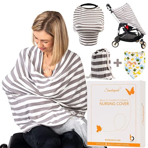 Baby Nursing Cover for Breastfeeding | Baby Car Seat Cover | Soft and Stretchy Multiuse Breastfeeding Cover Ups | Breastfeeding Scarf | Carseat Cover | Nursing Blanket | Stroller Cover | Baby Gift