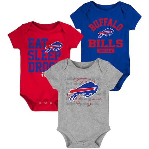 Buffalo Bills Newborn & Infant Eat, Sleep, Drool Football Three-Piece Bodysuit Set - Royal/Red