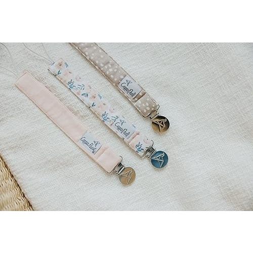Copper Pearl 3-Pack Pacifier Holders: Premium Knit Binky Clips for Baby Girls and Boys - Stylish Stainless Steel Design for Secure No-Drop Attachment - Autumn