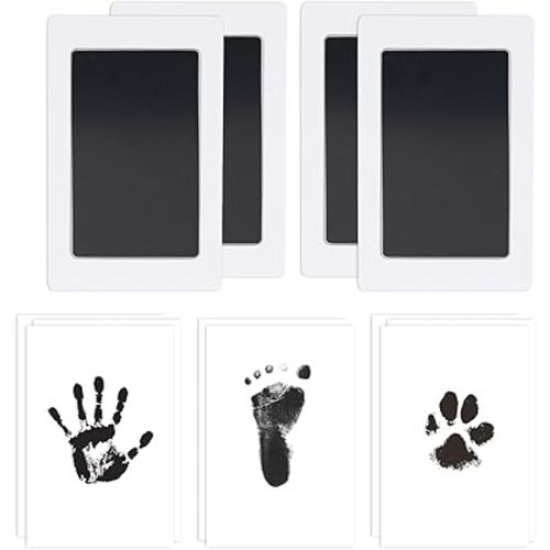 4-Pack Baby Footprint Kits,Inkless Hand and Footprint Kit,Clean Touch Baby Handprints and Footprints Kits,No Mess Ink Pad for Baby Hand and Footprints,Baby Shower Gifts for New Moms