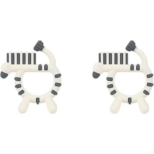 Nuby Geo Zoos Massaging Silicone Teether with Multiple Textures, 3m+, Zebra (Pack of 2)