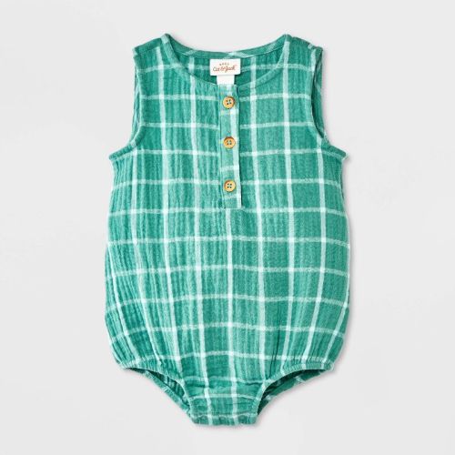 Baby Boys' Tank Romper - Cat & Jack™ Teal Blue 0-3M