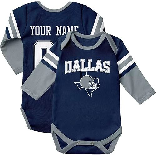 KREDE Baby Clothes Long Sleeves for Baby Boy and Girl Bodysuit Custom Name Number