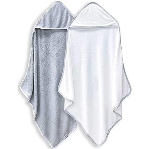 BAMBOO QUEEN 2 Pack Baby Bath Towel - Rayon Made from Bamboo, Ultra Soft Hooded Towels for Babies,Toddler,Infant - Newborn Essential -Perfect Baby Registry Gifts for Boy Girl