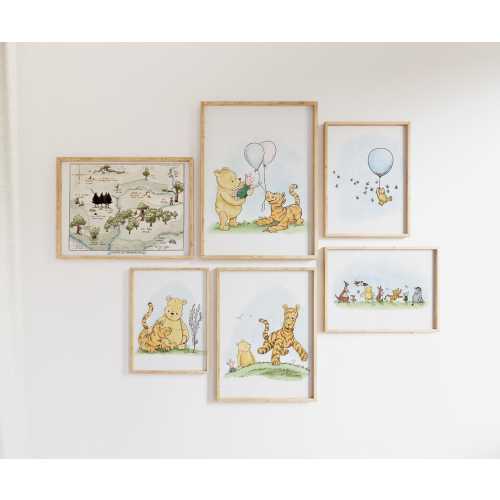 Classic Style Winnie the Pooh and Friends Printable Gallery Wall Art| 100 Acre Wood Map Printable Art| Classic Pooh Digital Print| L316
