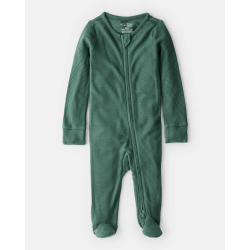 Baby Solid Print PurelySoft Long-Sleeve Sleep & Play Pajamas - Green