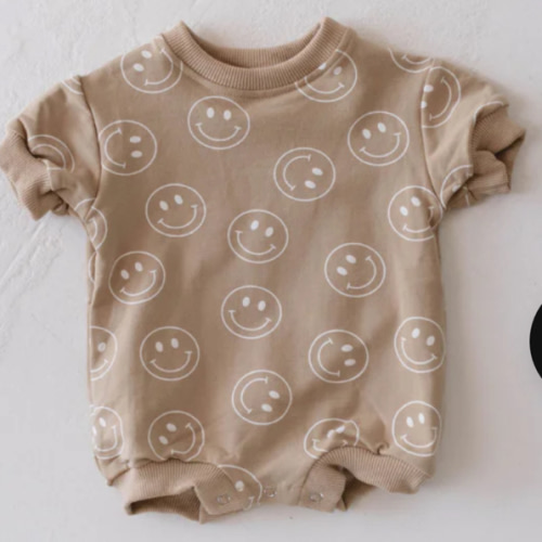 Just Smile Tan | Short Sleeve Romper