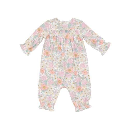 Smocked Romper, Peonies & Roses