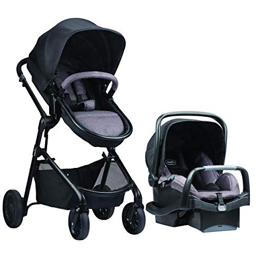 Evenflo Pivot Modular Travel System with LiteMax Infant Car Seat with Anti-Rebound Bar (Casual Gray) - Casual Grey - Stroller