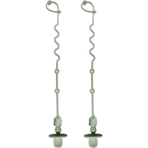 Baby Spoons 2PK with Holder Strap for Kids Aged 6+ Months Self Feeding, No Throw Toddler Travel Essential Leash for High Chair or Bib or Wrist, Silicone Baby Led Weaning Supplies-Green/Green