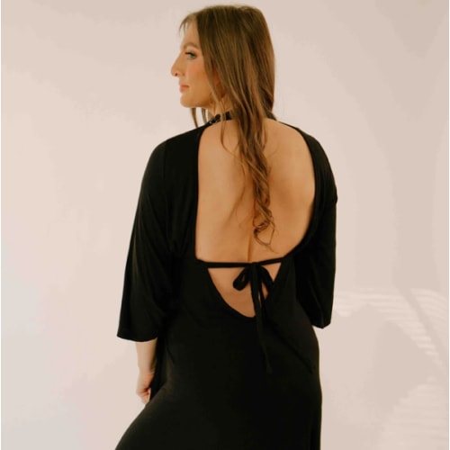 Lila Labor & Postpartum Gown in Black