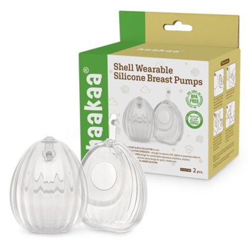 HAAKAA Shell Wearable Hands-Free Manual Breast Pump/Milk Collector – Medical-Grade Silicone – Compact, Portable & Discreet – Leak-Proof Valve 2.5 oz 2PK