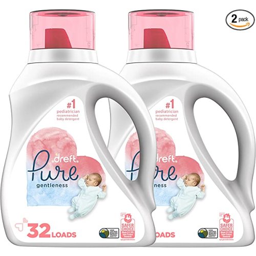 Dreft Pure Gentleness Liquid Baby Detergent, Fragrance Free, 46 Fl Oz, Pack Of 2