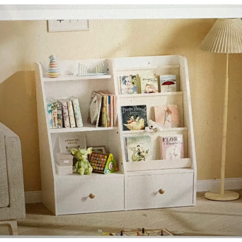 BLAINE 3-Tier Bookshelf and Toy Storage Cabinet with 2 Drawers-iFurniture-The largest furniture store in Edmonton, now landed in Calgary. Carry Bedroom Furniture, living room furniture,Sofa, Couch, Lounge suite, Dining Table and Chairs and Patio furniture