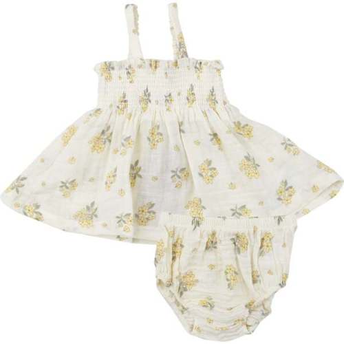 BUTTERCUP BOUQUETS SMOCKED TOP  & BLOOMER, White - Angel Dear Dresses | Maisonette