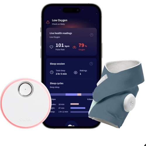 (color-blue) Owlet Dream Sock Smart Baby Monitor- Track Live Pulse (Heart) Rate, Oxygen in Infants