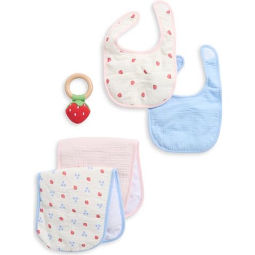 Ladi Ladi 5-Piece Bib, Burp Cloth & Strawberry Teether Set | Nordstromrack