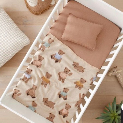 Adairs Baby - Novelty Cotton Teddy Time Baby Blanket | Adairs