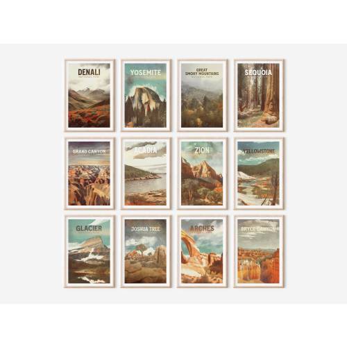 National Park Poster Set of 12