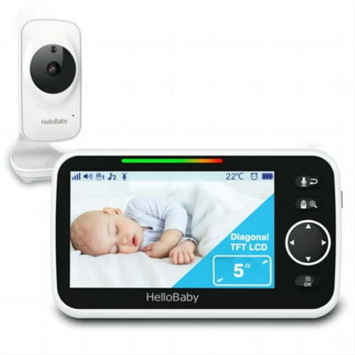 HelloBaby Video Baby Monitor with 5 inch Large Screen, Baby Monitor with Camera and Audio, 1000ft Long Range, Temperature Sensor, 2-Way Audio, ECO Mode